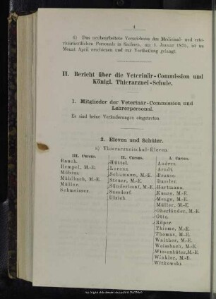 II. Bericht über die Veterinär-Commission und Königliche Thierarzneischule