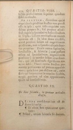 Quaestio IX. De dono scientiae, in quatuor articulos divisa.