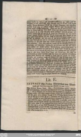 Lit. E. Extract Ehe-Pacten Margrethen von Mansbach mit Melchior von der Thann de ann. 1491.