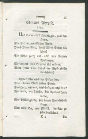 Elisiens Abreise. 1754.