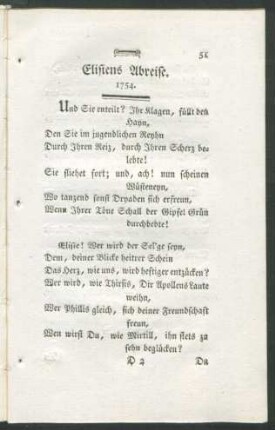 Elisiens Abreise. 1754.