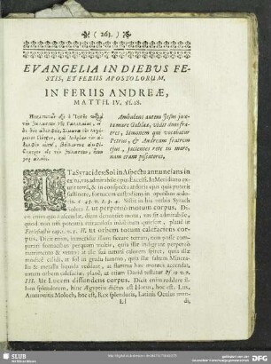 Evangelia In Diebus Festis, Et Feriis Apostolorum