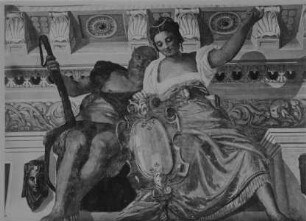 Allegorien und Landschaftsdarstellungen — Prudentia und Herkules & Nemesis und Passione & Fede und Caritas beschützen einen Christen