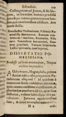 219-239, Dissertatio Pomeridiana