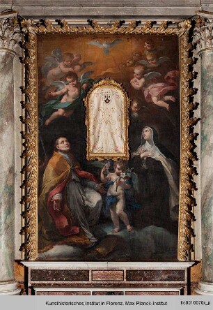 Die Heiligen Andreas Corsini und Maria Magdalena von Pazzi in Anbetung der Jungfrau Maria