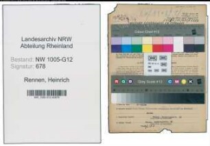 Entnazifizierung Heinrich Rennen , geb. 19.11.1887 (Elektriker)