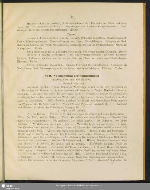 VIII. Vermehrung der Sammlung im Schuljahre von 1879 bis 1880