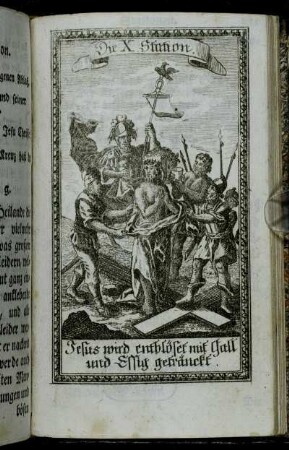 Die X. Station. Jesus wird entblöset mit Gall und Essig getränckt.