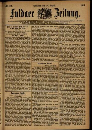 Ausgabe vom Dienstag, den 16. August 1887.