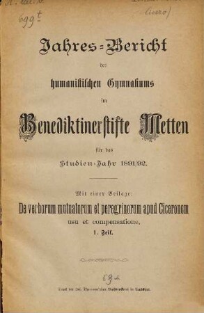 De verborum mutuatorum et peregrinorum apud Ciceronem usu et compensatione, 1