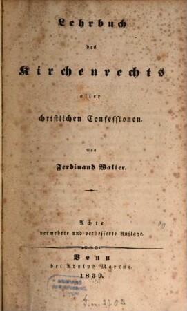 Lehrbuch des Kirchenrechts aller christlichen Confessionen