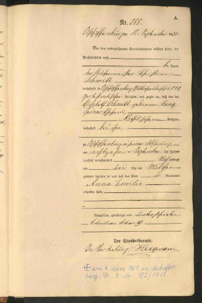 Standesamtsbuch der Stadt Aschaffenburg: Geburten 365/1900 - 184/1901