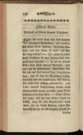 Zehnter Brief. Mellvillan seinen Freund Blanford.