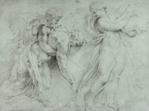 Studie nach einer antiken Vase (Trunkener Silen, Satyr, und Mänade)