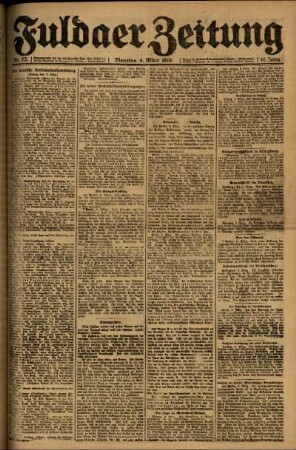 Erste Ausgabe vom Dienstag, den 04. März 1919.