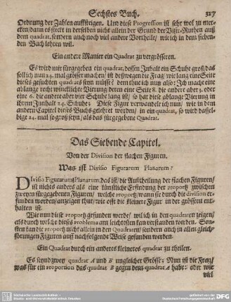 Das Siebende Capitel. Von der Division der flachen Figuren.