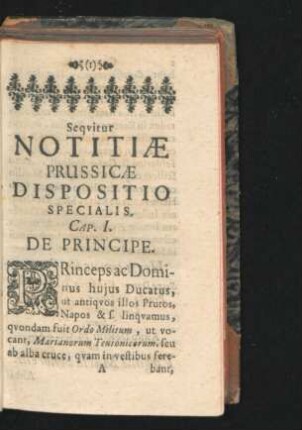 Sequitur Notitiae Prussicae Dispositio Specialis.