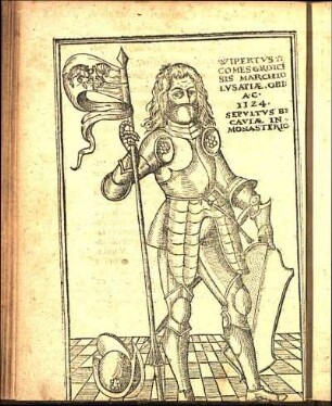 Wipertvs II. Comes Groice[n]sis Marchio Lvsatiæ. Obi: A.C. 1124. Sepvitvs Bt. Caviæ In Monasterio