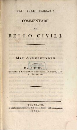 Caii Julii Caesaris Commentarii de bello civili