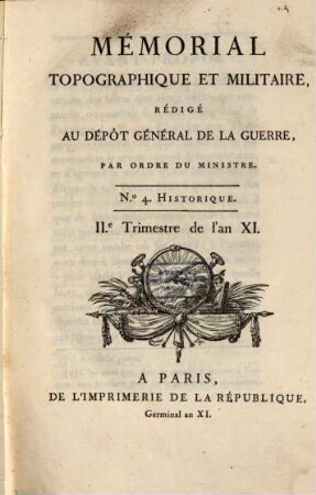 Mémorial topographique et militaire, 4. 1802/03 = XI [Franz. Revolution]