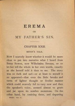 Erema or my father's sin : in three volumes, 2