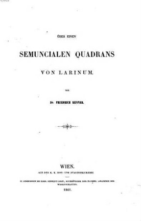 Über einen semuncialen Quadrans von Larinum