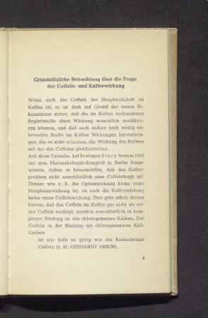Grundsätzliche Betrachtung über die Frage der Coffein- und Kaffeewirkung