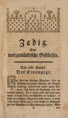 Zadig : Eine morgenländische Geschichte