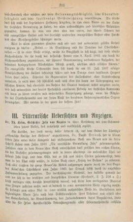 311-320 Litterarische Uebersichten und Anzeigen