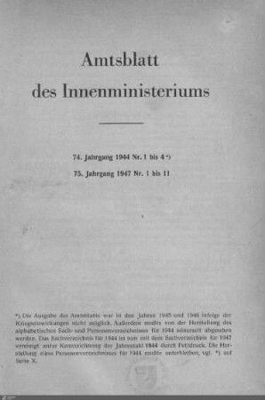 74.1944: Innenministerium, Amtsblatt 1944