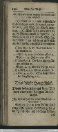 Das sechste Hauptstück, Vom Sacrament des Altars oder vom heiligen Abendmahl