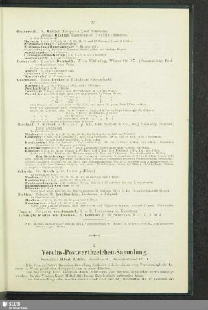 X. Vereins-Postwerthzeichen-Sammlung