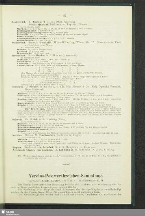 X. Vereins-Postwerthzeichen-Sammlung