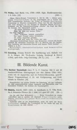 III. Bildende Kunst (Nr. 165a-201)