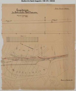 Dahlhausen, Bahnhof: Erweiterung der Gleisanlagen. Plan unvollständig.