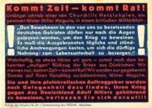 NS-Propagandazettel "Parole der Woche", Nr. 28, mit antibritischer Polemik