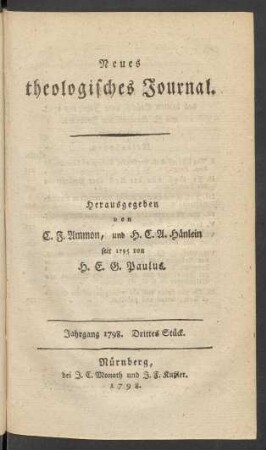 [Eilfter Band.] Jahrgang 1798. Drittes Stück