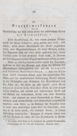 29-34 Gegenbemerkungen über die Beurtheilung der drei ersten Hefte der auserlesenen Reden der Kirchenväter