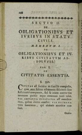 Sectio II. De Obligationibus Et Iuribus In Statu Civili