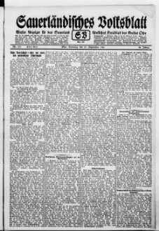 Sauerländisches Volksblatt : aeltester Anzeiger des Sauerlandes : ueber 100 Jahre Heimat- und Kreisblatt im Kreise Olpe : Tageszeitung für Politik, Unterhaltung und Belehrung