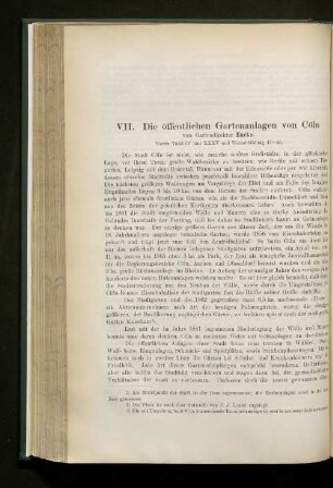 VII. Die öffentlichen Gartenanlagen von Cöln