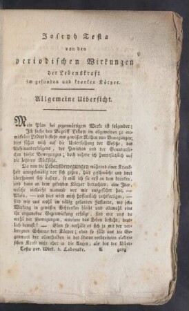 Allgemeine Uibersicht