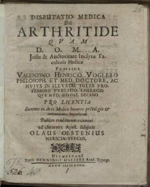 Disputatio Medica De Arthritide