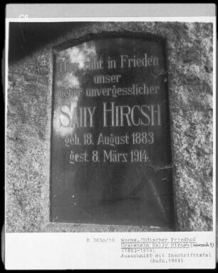 Grabstein von Sally Hircsh (Hirsch?) (gestorben 1914.03.08)