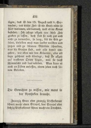 Die Gewichter zu wissen, wie mans in der Apotheken braucht.