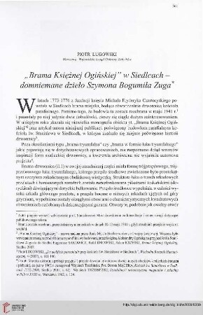 71: "Brama Księżnej Ogińskiej" w Siedlcach - domniemane dzieło Szymona Bogumiła Zuga