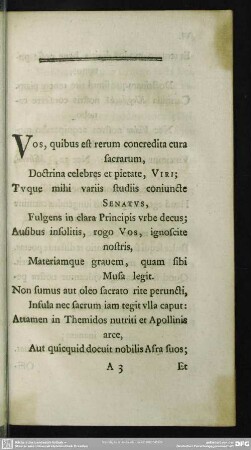 Vos, quibus est rerum concredita cura sacrarum, ...