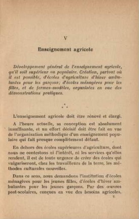 V Enseignement agricole