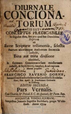 Diurnale concionatorium id est conceptus praedicabiles in singulos dies ..., [2].. Pars vernalis