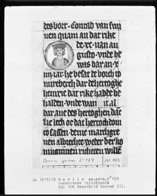 Sächsische Weltchronik (bis zum Jahre 1229) — Konrad 3., Folio 106recto